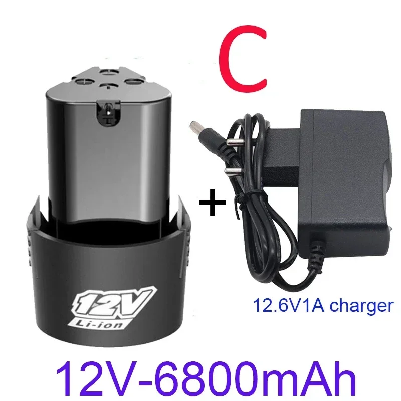 Power Tool Battery Rechargeable Lithium Batteries 12V 6800 MAH Large Capacity Rechargeable Lithium Ion Battery for Small Electric Tools Drills Screwdrivers