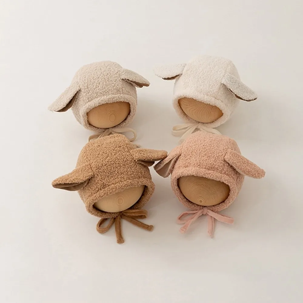 Lamb Fleece Baby Ear Protection Hat Beige Winter