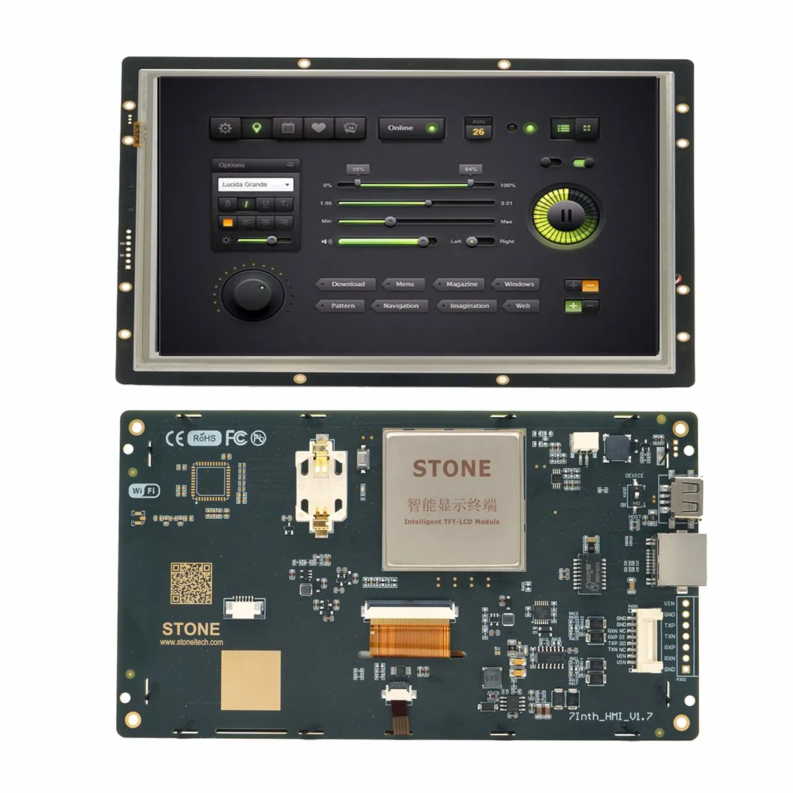 

SCBRHMI - 7'' Full-color HMI Intelligent LCD Resistive Touch Display Module Easy To Operate for Basic Programmers