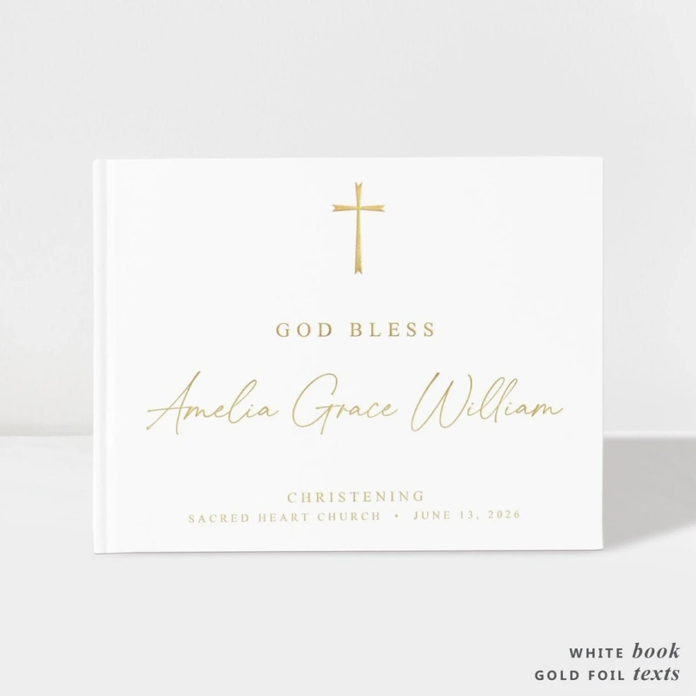 

Christening Guest Book | Baptism Communion Guest Book | Well Wishes for Baby | 50 Sheets of Paper | Color Choices Available