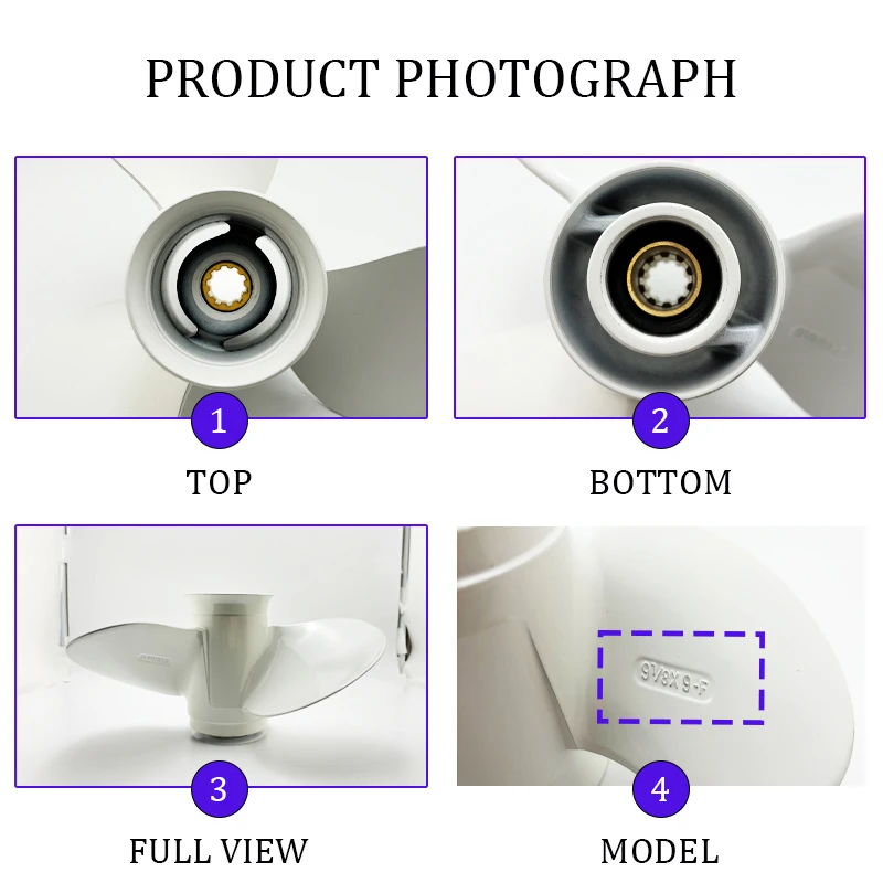 9 7/8*9 Outboard Propeller For YAMAHA 20HP 25HP 30HP Boat Motor 664-45941-01-EL 3 Blade 10 Spline Aluminum Alloy Screw