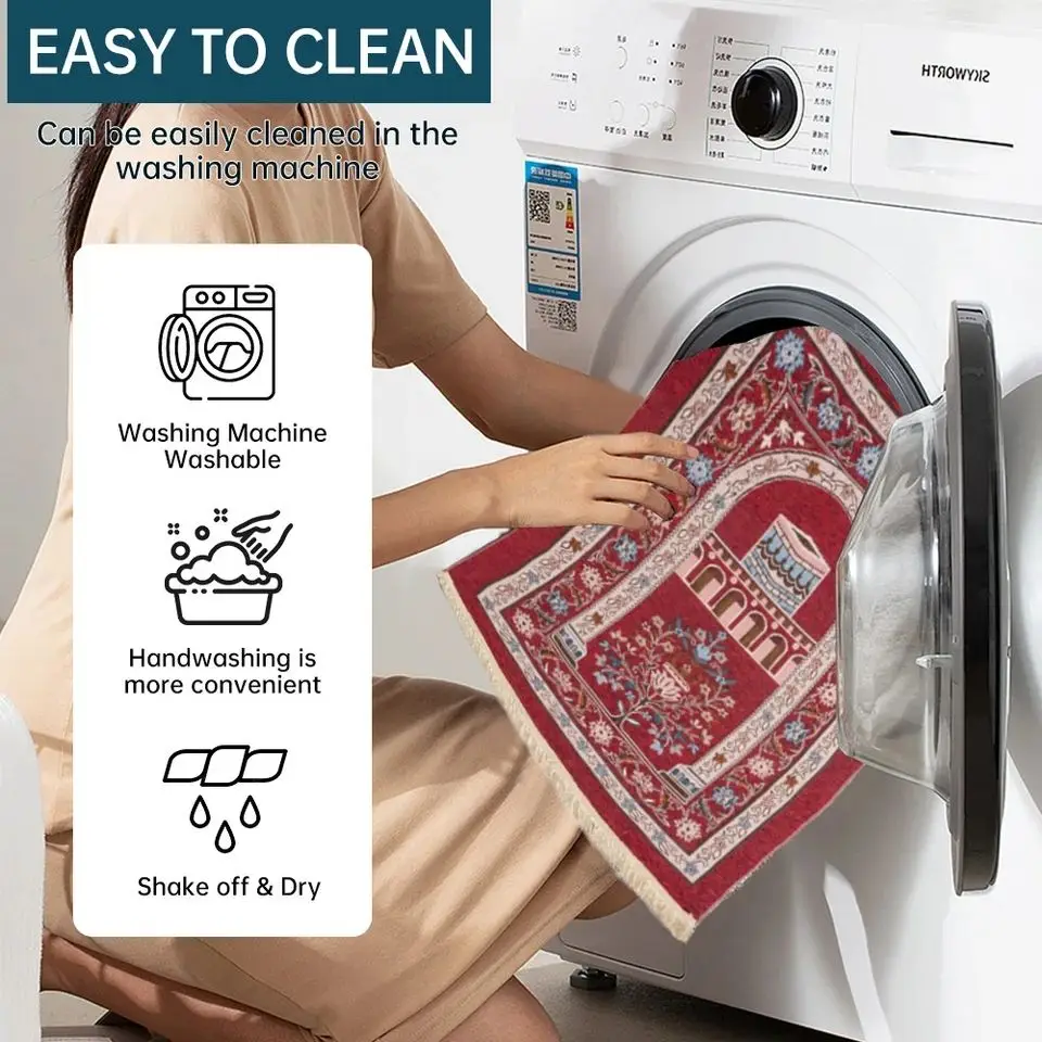 

Muslim Prayer MatPortableChenill Blanket Worship Islamic Carpet Non-slip Braided Eid Ramadan الصلاة وسادة تخت نماز