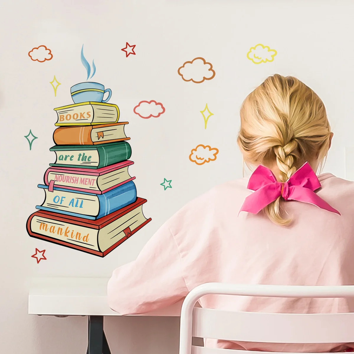 Never Stop Reading Wall Decals Library School Classroom Book Study Room Wall Sticker Vinyl Home