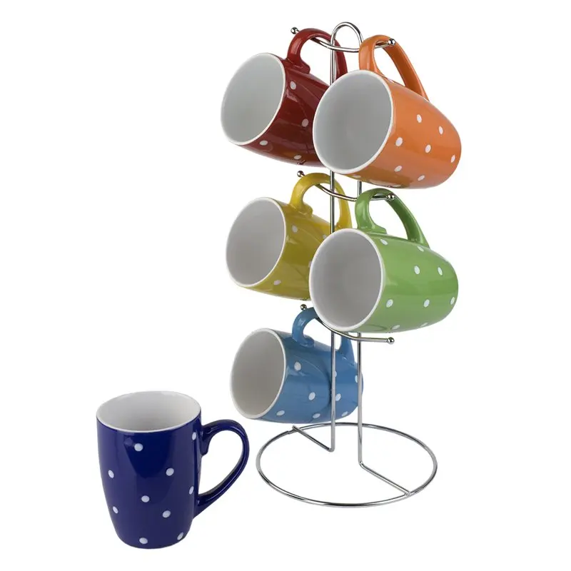 

- Brightly Colorful Outstanding Ceramic Tea Coffee Cup Set Outstanding Brightly Colorful Ceramic Piece Polka Dot Mug Set with S