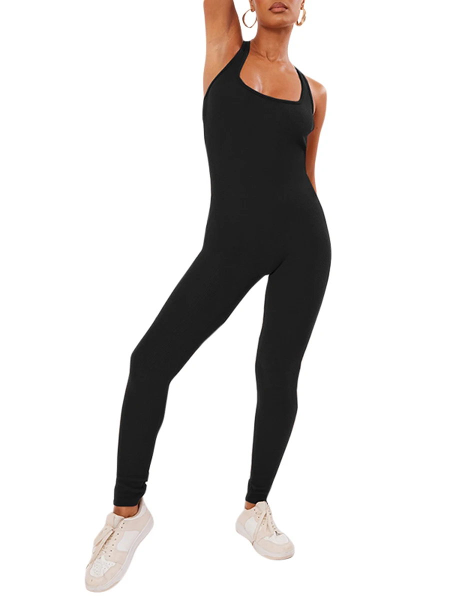 

Women s Sexy Bodycon Sleeveless Tank Tops Romper Ribbed Knit Yoga Jumpsuit Workout Unitard Playsuit Backless Cute Club
