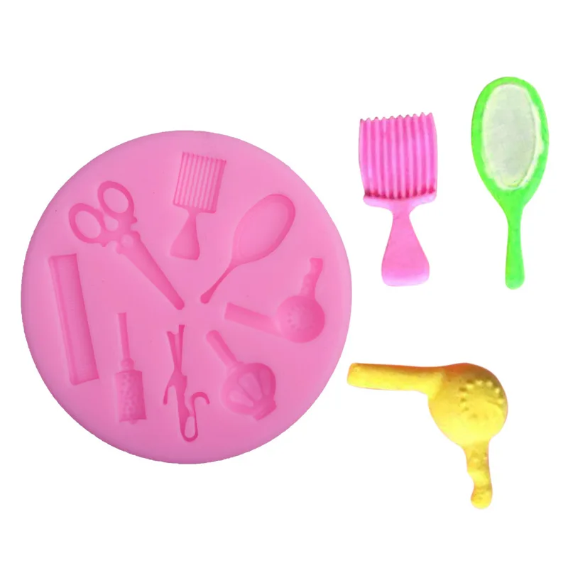 

Hair Drier Comb Scissors Haircut 3D Cake Decorating Tools Silicone Mold Fondant Chocolate Cookie Soap Polymer Clay Baking Moulds