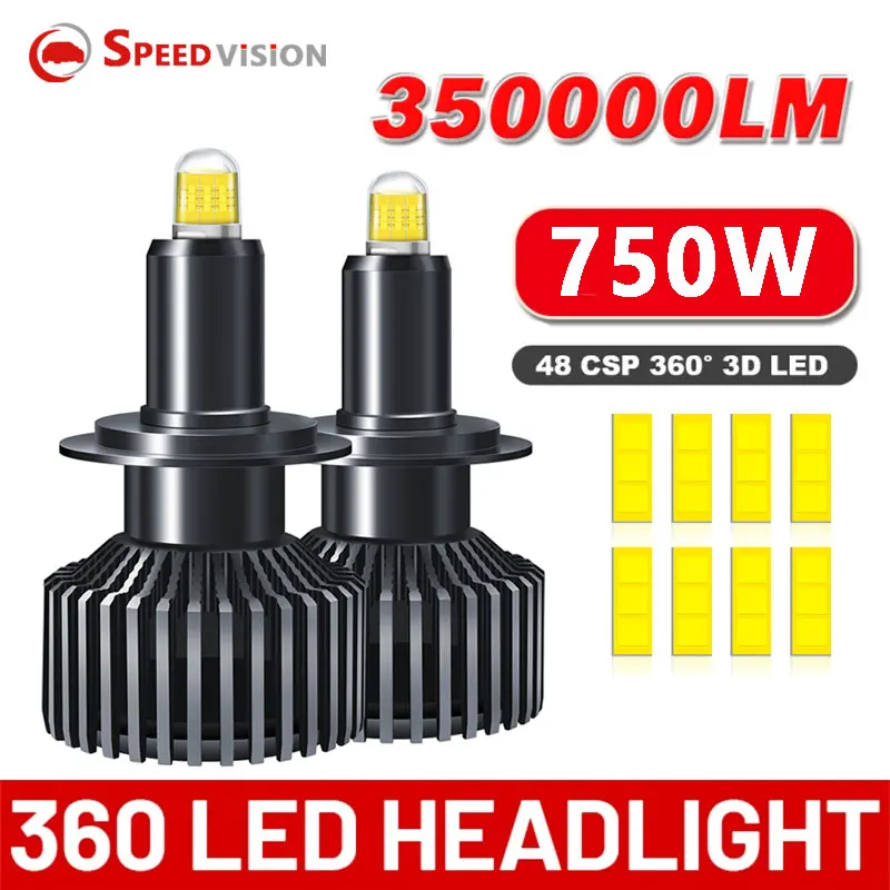 

H7 LED 360 Canbus 750W H4 H11 H1 9005 HB3 9006 HB4 H8 9012 HIR2 LED Headlights 350000LM For Projector Lens Car Headlamp Bulb