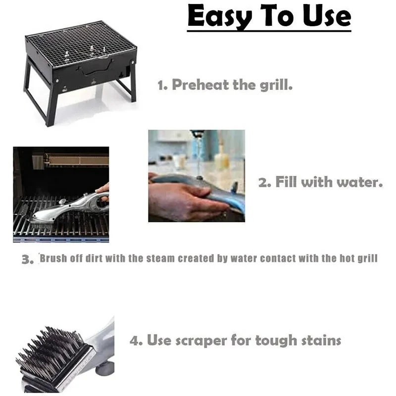 Barbecue Grill Outdoor Steam Cleaning Oil Brushes BBQ Cleaner Suitable For Charcoal Scraper Gas Accessories Cooking Kitchen Tool