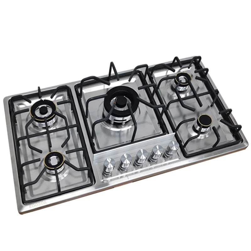 Five-hole Gas Cooktop Stainless Steel Built-in 5 Burners Gas Stovetop LPG/NG Convertible Stove Top Dual Fuel Hob