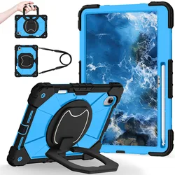 Heavy Duty Shockproof Armor Case with Rotating Stand for With Shoulder Strap (Black and Blue)