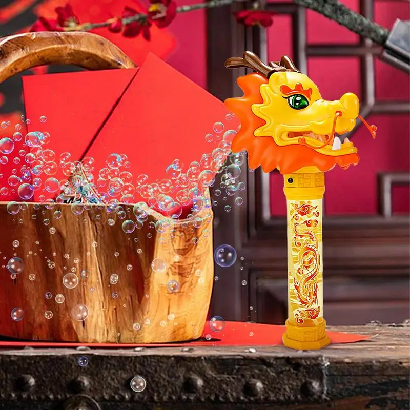 Dragon Dance Bubble Machine National Trend, Chinese Dragon Fully Automatic Light Bubble Wand Spring Festival Year Of The Dragon