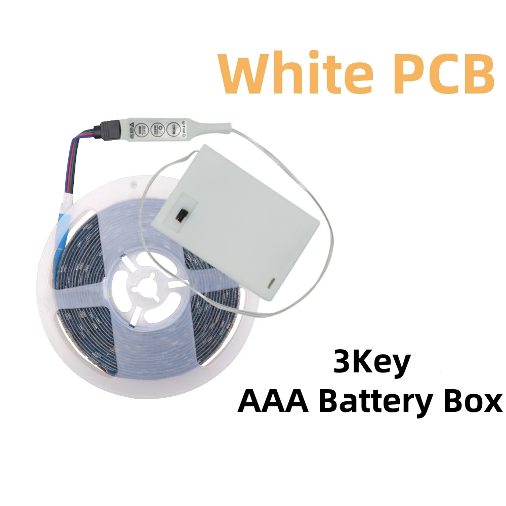 DC 5V 5050 RGB Strip LED Light Battery Powed IP21/IP65 Ribbon Tape Stable Led Strips Indoor Outdoor 3/24/44key Control Remote