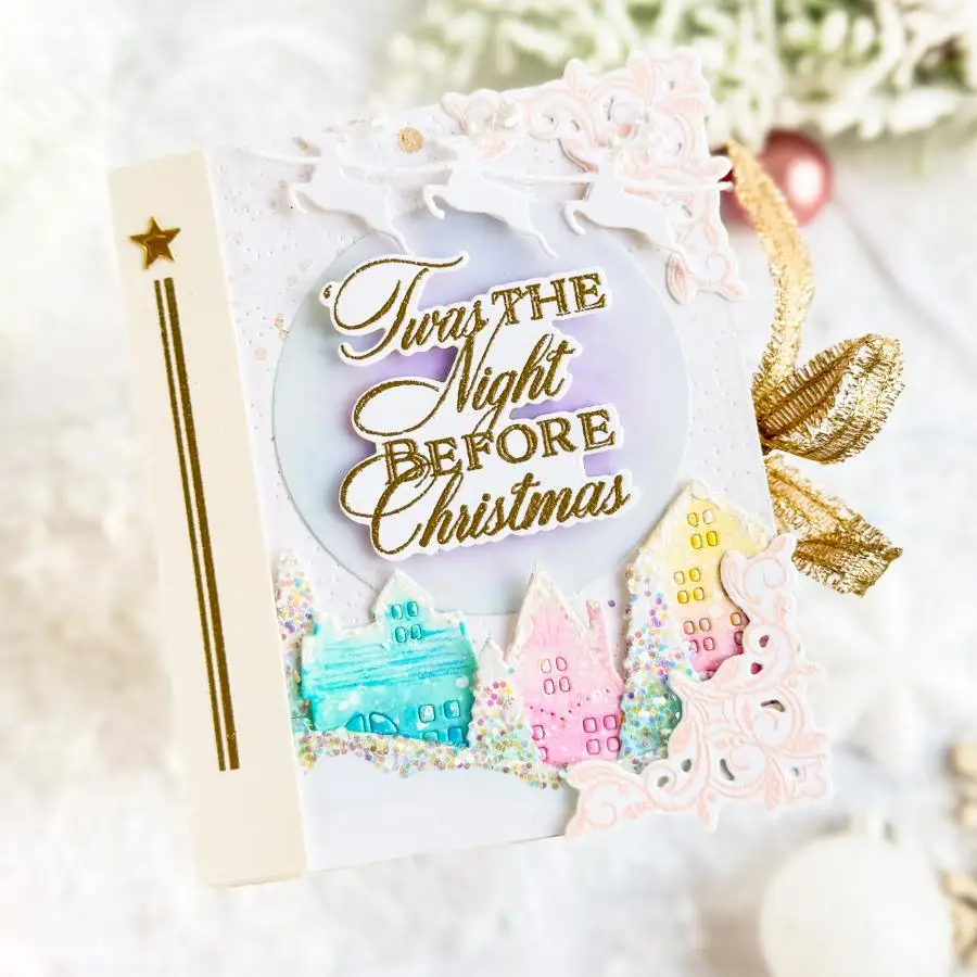 2025년 신제품 크리스마스 금속 커팅 다이 메리 모티프 다이 스탬프 해피 홀리데이 인사 카드 다이 DIY 스크랩북 엠보싱 몰드