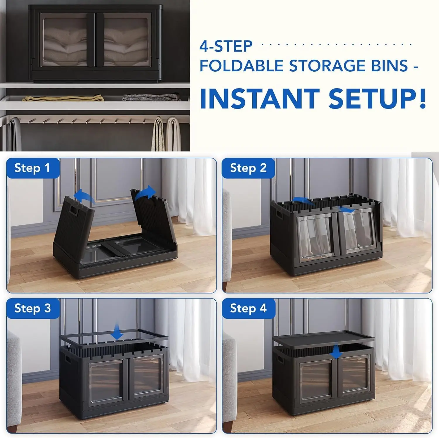 صندوق تخزين قابل للطي 72 لتر - 3 قطع