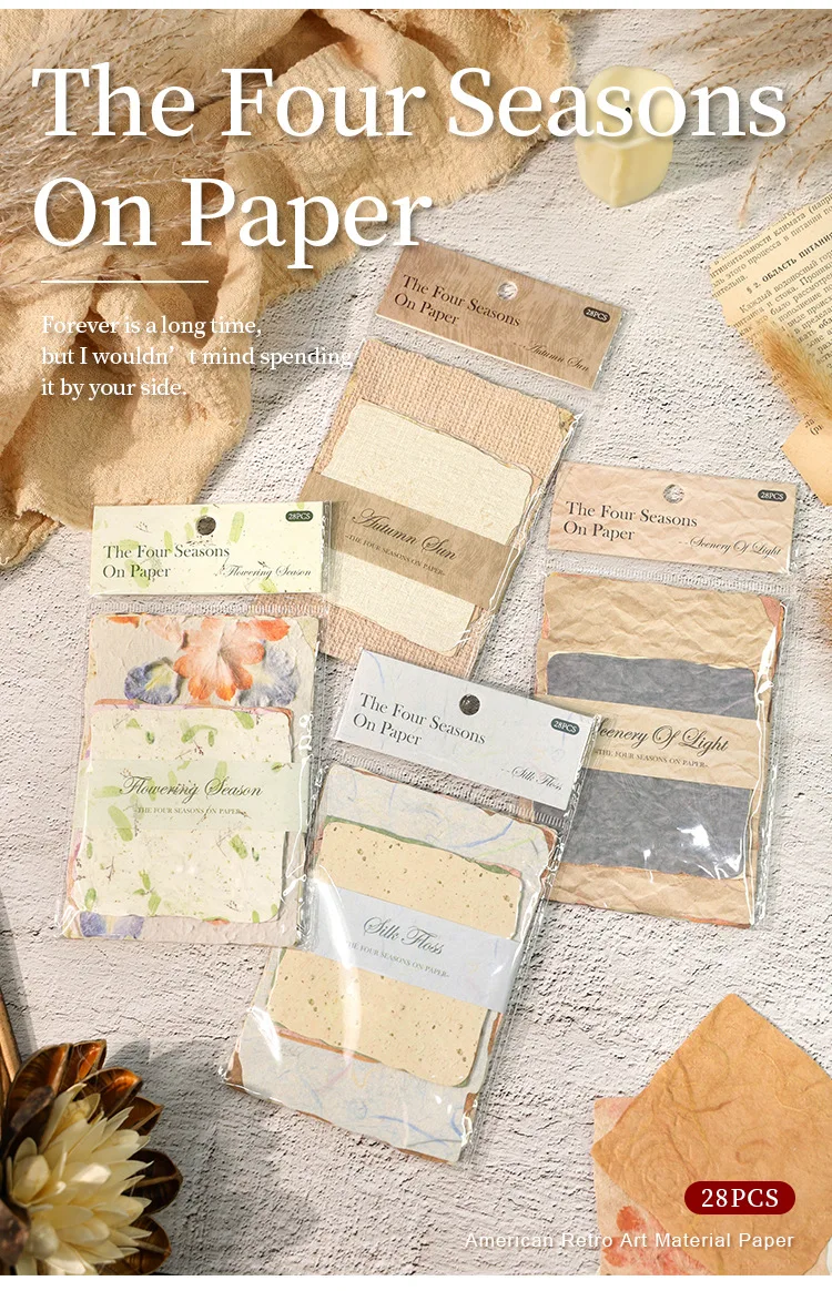28 Stück Vintage 3D-Texturmaterial Papier für Planer, dekoratives Tagebuch, Scrapbooking, Hintergrundpapier, handgefertigtes Bastelzubehör – Detail 2