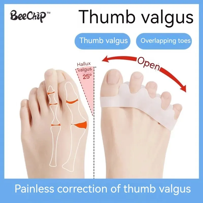 Toe Separators Toe Spreader Toe Corrector Finger Toe Separator Toe Protectors 2 Pairs Flexible Foot Orthotic Compact Exquisite Appearance Relief Curved Toes Overlapping Bunions Foot Care Tool