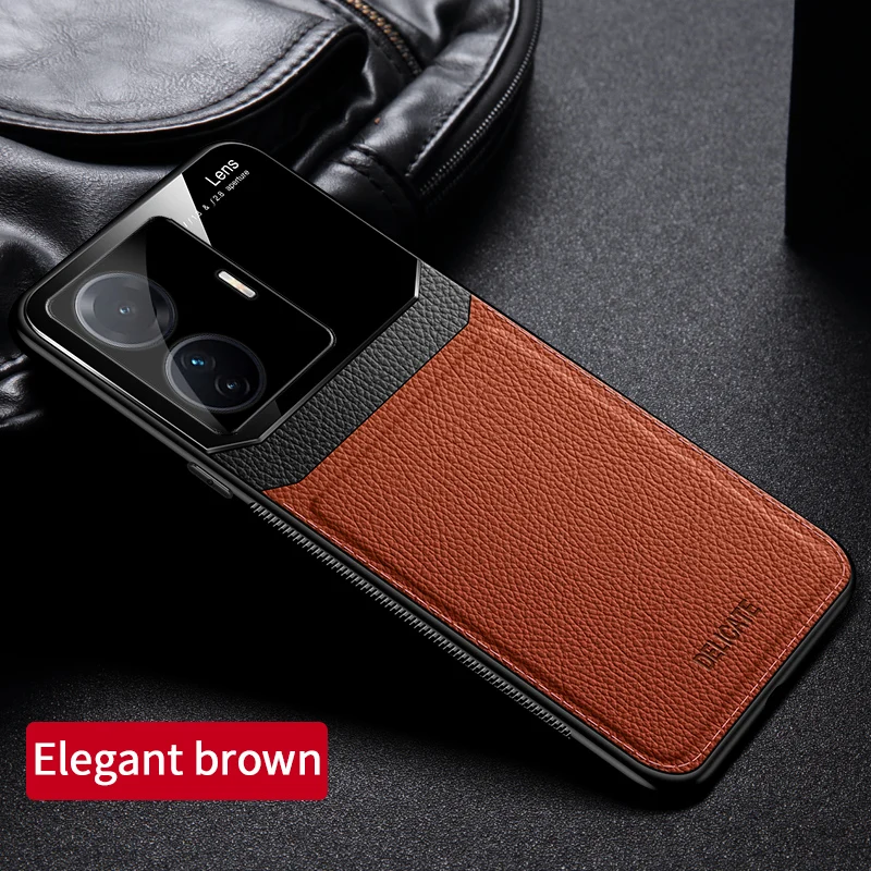 KEYSION Fashion Schutzhülle für VIVO T1 5G T1 Pro 5G India S15E, Leder, Glas, Silikon, Handyrückseite für IQOO Z6, stoßfest _voghion.com