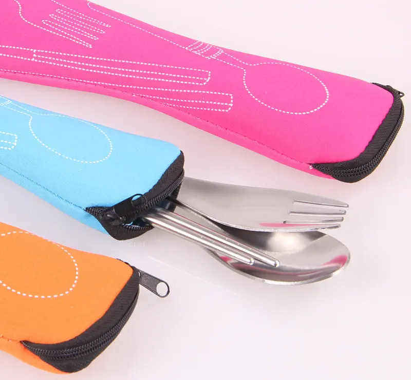 1PC Tableware Bag Washable with Zipper Travel Cutlery Kit Case Portable Pouch For Dinner Household Tool  Camping  Spoon