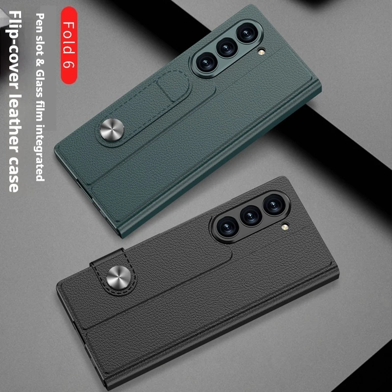 Custodia Flip Cover in Pelle di Lusso per Samsung Galaxy Z Fold 6 con Slot per Penna Pellicola Protettiva in Vetro per Schermo_voghion.com