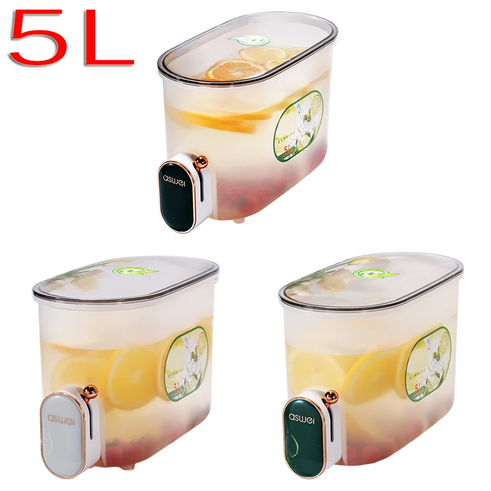 Beverage Dispenser 5L Container Juice Bucket for Home Fridge Lemonade Clear  