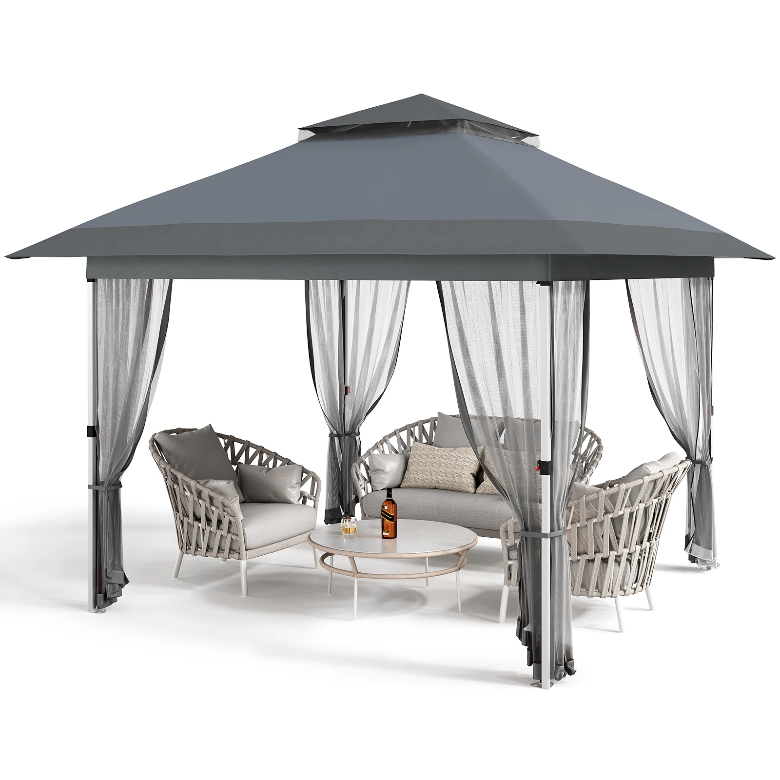 Outdoor Pop up Canopy Tent with Curtains and 144 Square Shelter S74a14a0731a240e38d06ca52ee77987aV