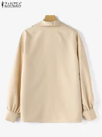 ZANZEA Fashion Lapel V Neck Shirt Women Puff 3/4 Sleeve Blouse Office Casual Loose Solid Color Tops 2024 Summer Street Tunics - Image 5
