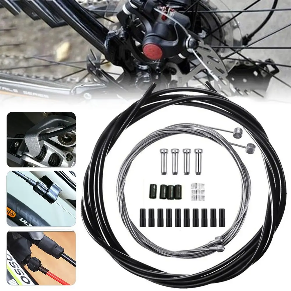 

Гладкая линия трансмиссии для велосипеда, полный черный металлический велосипедный разрыв, набор велосипедных кабелей