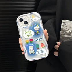 3D Rabbit Puppy Cartoon Wave Soft Phone Case with Lanyard for Realme 11 ProPlus 5G (Transparent Case 1)