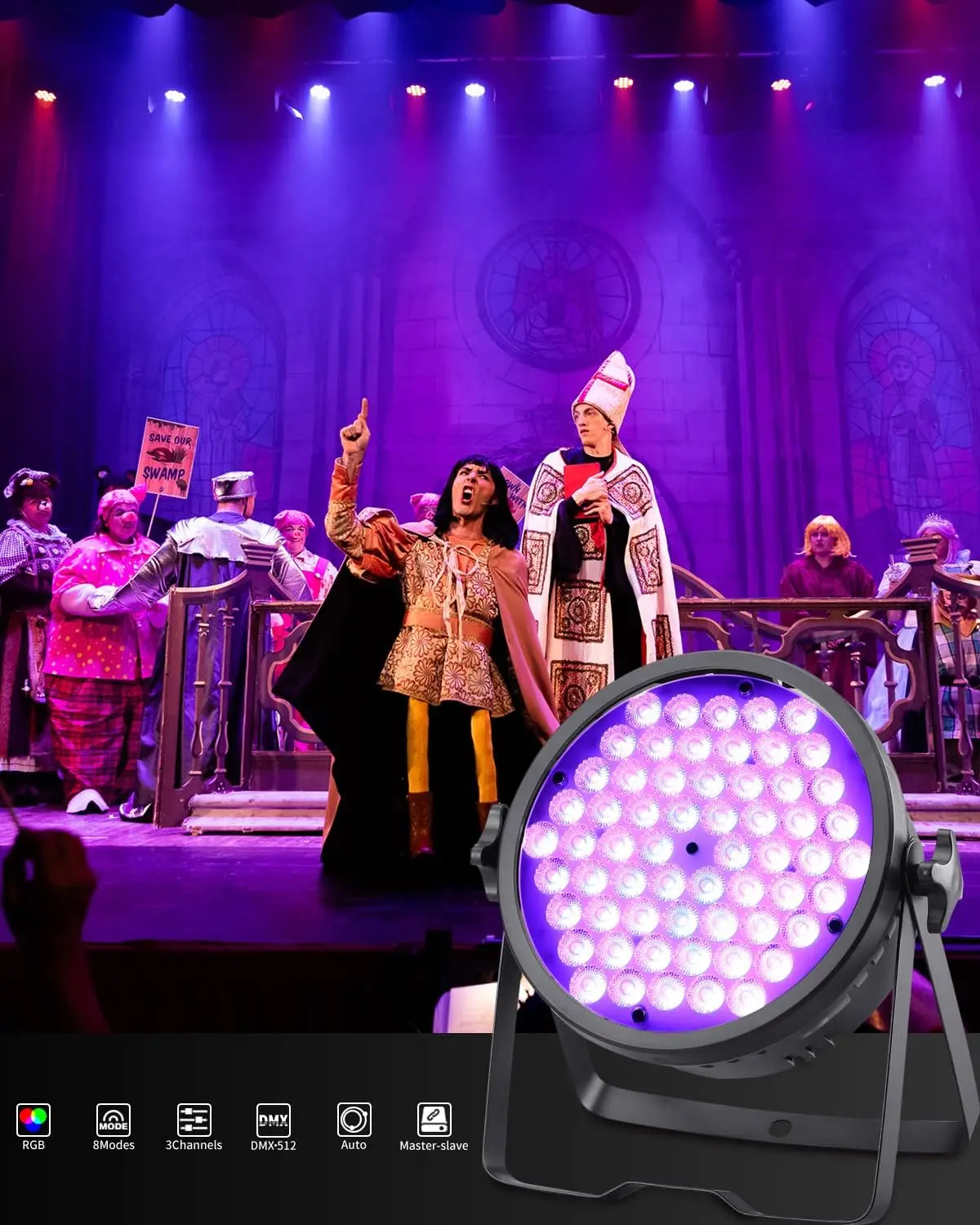 BETOPPER 미니 DJ 파 라이트, 슬림 LED 무대 조명, 디스코 바 웨딩용 슈퍼 브라이트 DMX 512, 60x3W RGB 파 캔 워시 라이트