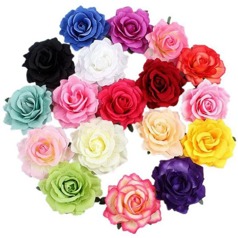 Fashion Emulation Rose Flower Hairpin Headdress Girls DIY Straw Hat Decoration Women Prom Party Hair Clips Headband Accessories