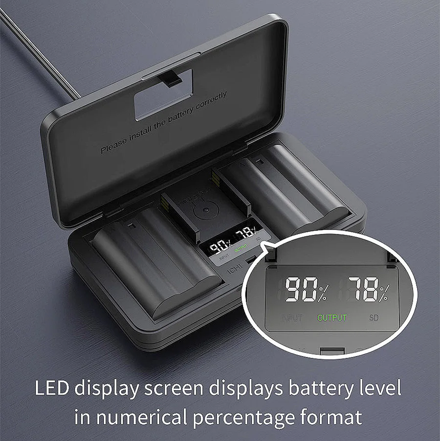 LVXUAN EN-EL15 バッテリー充電器 SD カード読み取り機能付き、ニコン