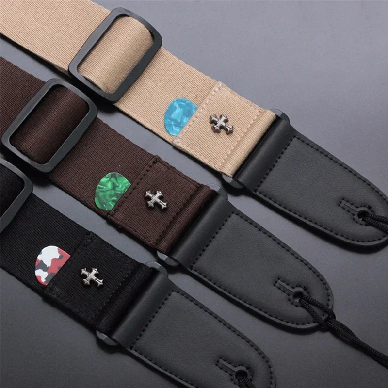 Description Picture 3 of itemElectric Guitar Strap Acoustic Folk Guitarra Belt Straps Vintage Cross Personality Guitar Straps Pick Pocket Guitar Accessories