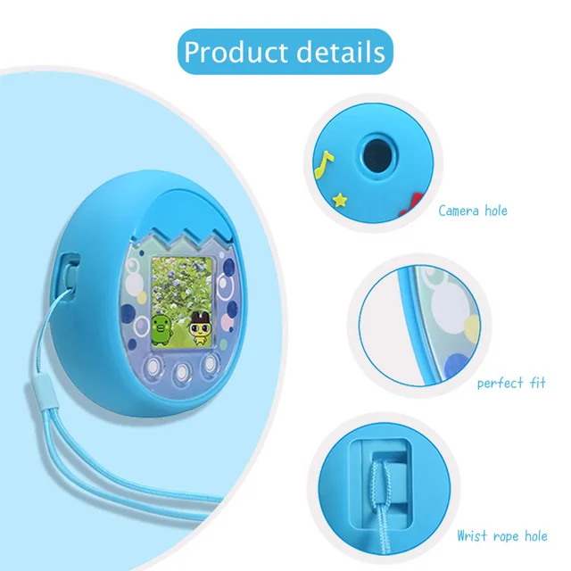 Travel Protection Bag Silicone Electronic Pet Machine Protector with Detachable Hand Rope Cartoon Pattern for Tamagotchi Pix 3