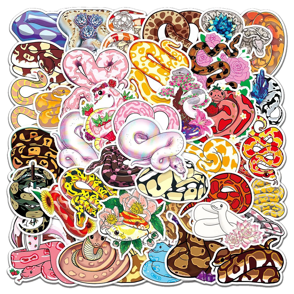 10/30/50pcs Colorful Animal Snake Cartoon Stickers Decals Waterproof DIY Laptop Stationery Luggage Kid Graffiti Sticker Toy Gift