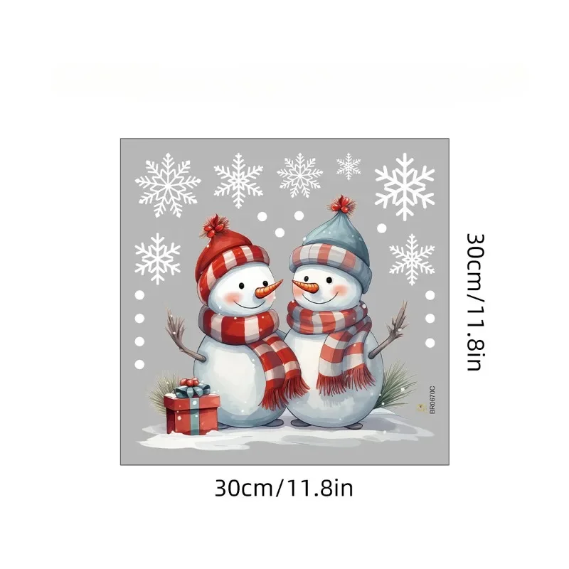 Wall Stickers Window Stickers New Year Windows Stickers Cartoon Snowman Snowflakes Christmas Window Wall Sticker Christmas Decoration Self-adhesive Decal