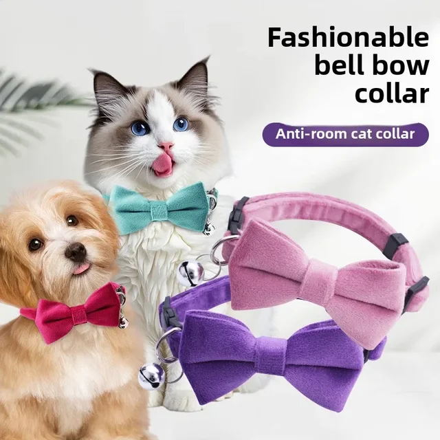 New Bowknot Pet Collar, Cat Collar, Safety Buckle, Cat Bell, Anti-suffocation Collar, Puppy Collar 4