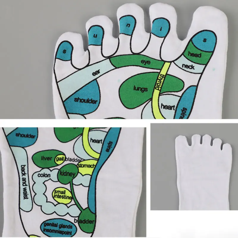 1 Pair Acupressure Socks Physiotherapy Massage Relieve Tired Feet Reflexology Socks Foot Point Full English Illustration