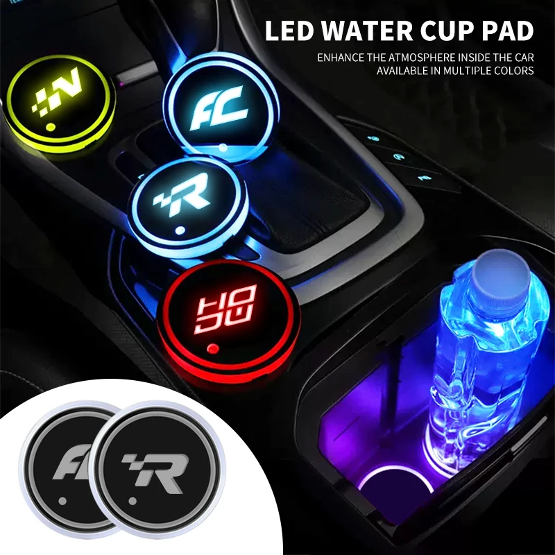 Car Luminous Water Coaster Car Colorful Atmosphere Light Tappetino Antiscivolo Per Seat Leon Cupra Mk1 Mk2 Ibiza 6J 6F 1P 5F Fr Altea