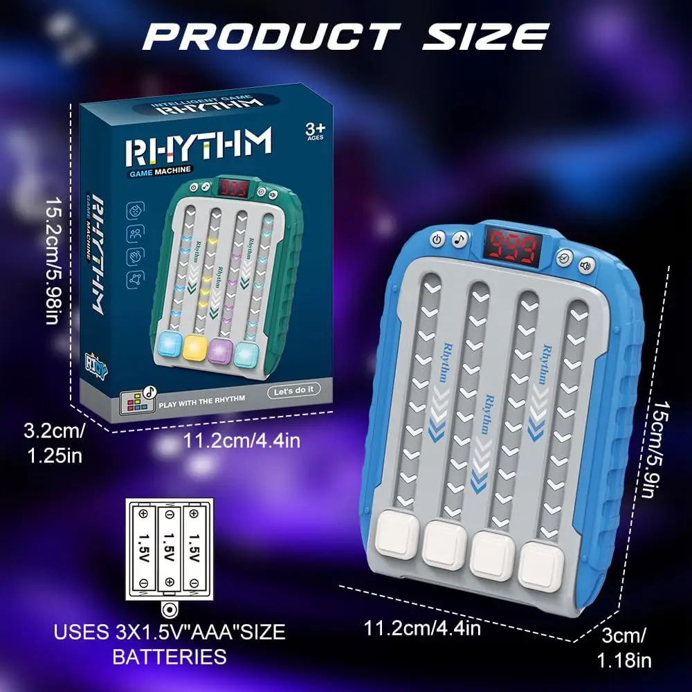 Electronic Music Rhythm Game Machine Fast Press Quick Push Game Console Fidget Toys Handheld Puzzle Sensory Toys