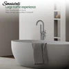 Gunmetal Freestanding Bathtub Faucet Set Floor Mounted Mixer Hot & Cold Shower System 2 Modes Handheld Shower &Round Spout 1