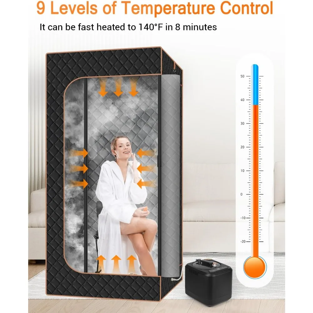Portable Steam Sauna for Home: Full Body Sauna Box with 3L Steamer, Folding Chair, Home Sauna Tent Even Heating Spa for Women 3