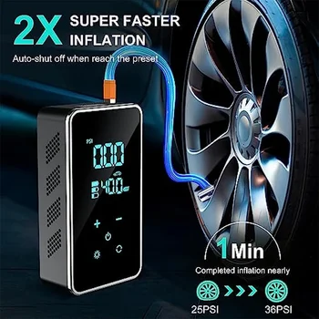 BUVAYE Mini Car Tire Inflator Pump Portable Electric Pump Multifunctional Automatic High-pressure Flushing Air Compressor 3