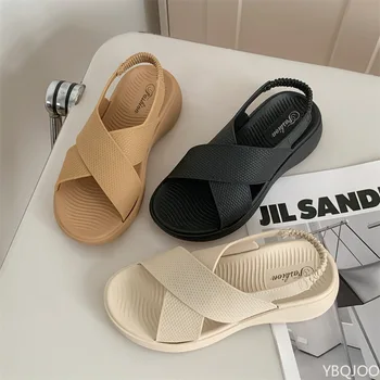 Women's Thick Soled Sandals 2025 Summer New Fashionable Soft Soled Beach Slippers Breathable Non Slip Fashion Sandals for Women 1