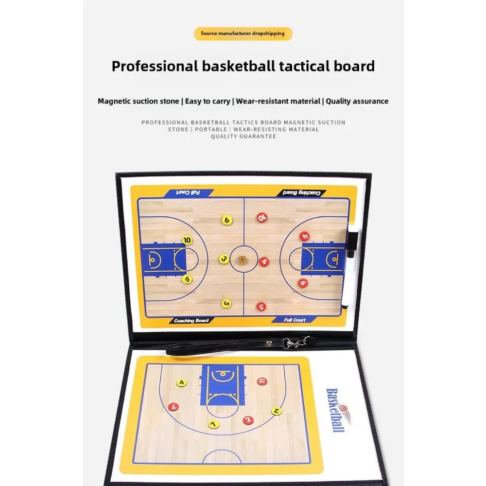 Basketball Tactics Board Coaching Boards Folding Leather Teaching Board With Magnetic Pen