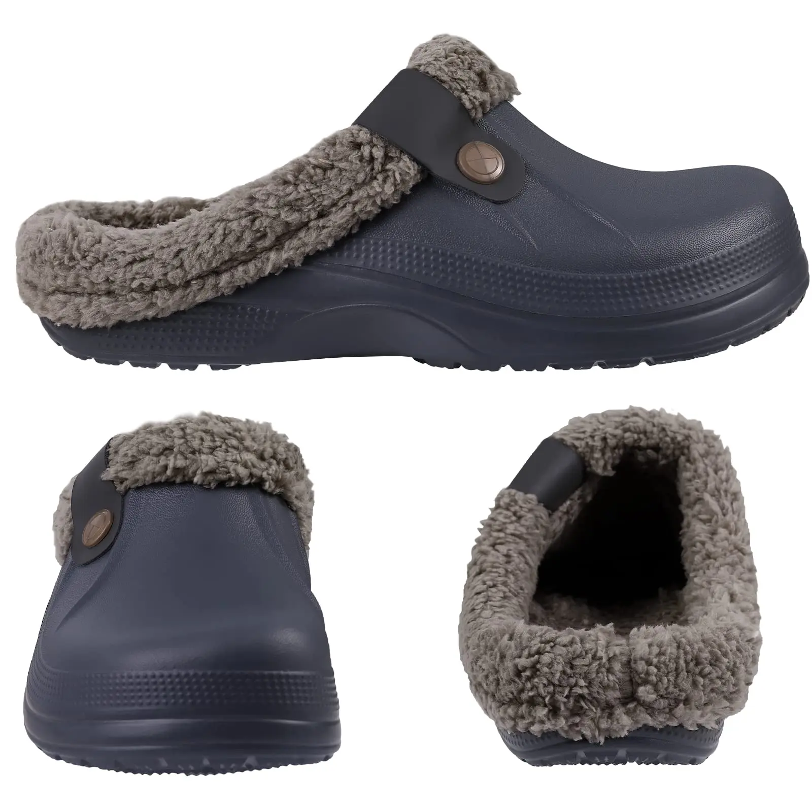 Comwarm Winter Colgs Slippers Men Waterproof Garden Shoes Home Fur Clogs Soft Plush Slippers Bedroom Fuzzy Shoes Indoor Outdoor 3