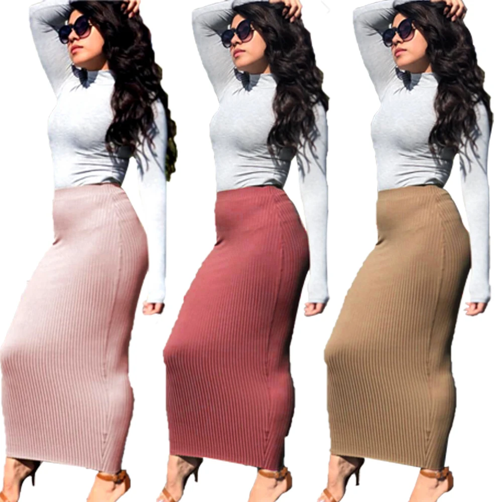 Falda tubo ajustada para mujer falda elástica islámica a la moda para Primavera, cóctel, fiesta, de punto, informal, Maxi|Ropa islámica| - AliExpress