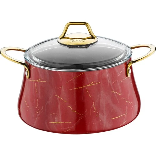 9 PC Enameled Cast Iron Cookware Set - Red