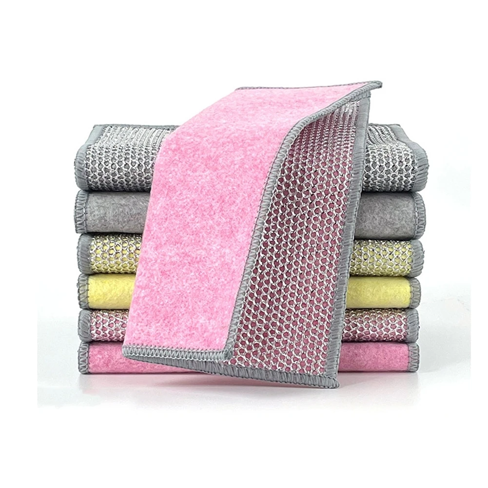 

Kitchen Multipurpose Wire Dishwashing Rags Double Sided Cleaning Cloth 23x18cm For Dusting Wiping Countertops Polishing