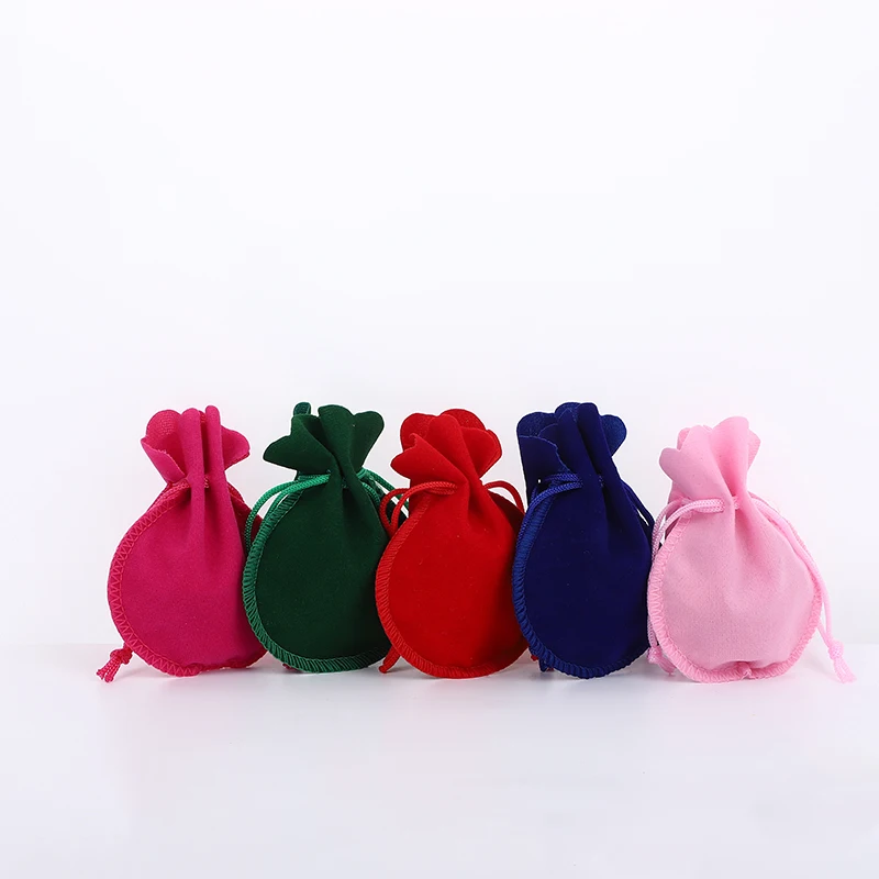 100Pcs/Lot Drawstring Gourd Velvet Bags For Ring Earrings Necklace Jewellery Pouches 7x9 9x12cm Gift Packaging Bag Custom Logo