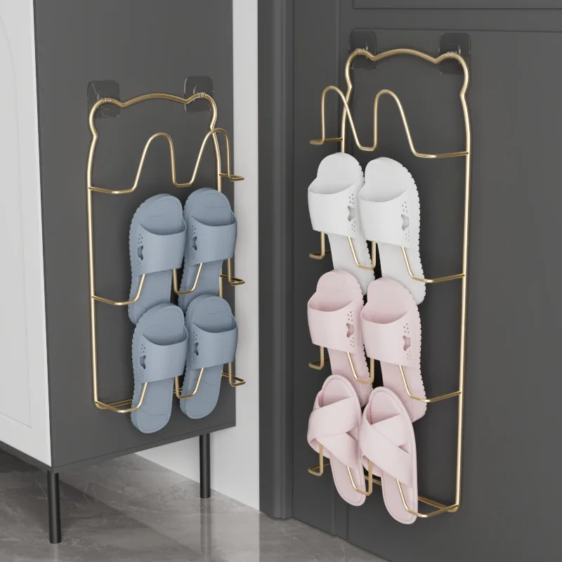 Wall-mounted Punch-free Bathroom Slippers Rack Toilet Drain Rack Home Balcony Shoe Organizer